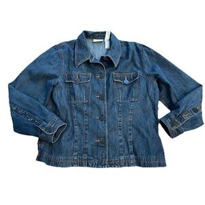 Liz Claiborne Liz Wear Y2K denim all cotton ladies Jean jacket button up size XL